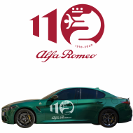 ALFA ROMEO 110 lat - naklejka - rozmiary kolory Samoprzylepna, odporna na temperaturę i warunki atmosferyczne - alfa_romeo_110_lat_1.png