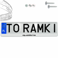 Ramka pod tablice rejestracyjne AUDI QUATTRO 1 szt. biała połysk ramki do tablic napis - ramka_biala_polysk_audi_quattro_0.png