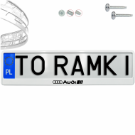 Ramka pod tablice rejestracyjne AUDI LOGO 1 szt. biała połysk ramki do tablic napis - ramka_biala_polysk_audi_sport_logo_0.png