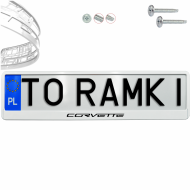 Ramka pod tablice rejestracyjne CHEVROLET CORVETTE 1 szt. biała połysk ramki do tablic napis - ramka_biala_polysk_chevrolet_corvette_0.png