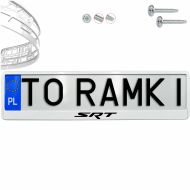 Ramka pod tablice rejestracyjne DODGE SRT 1 szt. biała połysk ramki do tablic napis - ramka_biala_polysk_dodge_srt_0.png