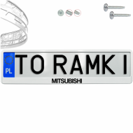 Ramka pod tablice rejestracyjne MITSUBISHI 1 szt. biała połysk ramki do tablic napis - ramka_biala_polysk_mitsubishi_0.png