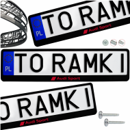 Ramki ramka tablic AUDI SPORT 1 szt. kolor CZERWONY napis pod tablice rejestracyjne - ramka_czarna_audi_sport_kolor_2.png