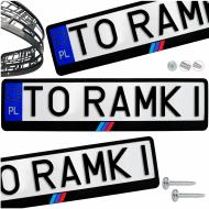 Ramki ramka tablic BMW FLAGA kolor 1 szt. napis pod tablice rejestracyjne - ramka_czarna_bmw_flaga_2.png