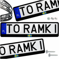 Ramki ramka tablic FLAGA SZWECJA kolor 1 szt. napis pod tablice rejestracyjne - ramka_czarna_szwecka_flaga_2.png